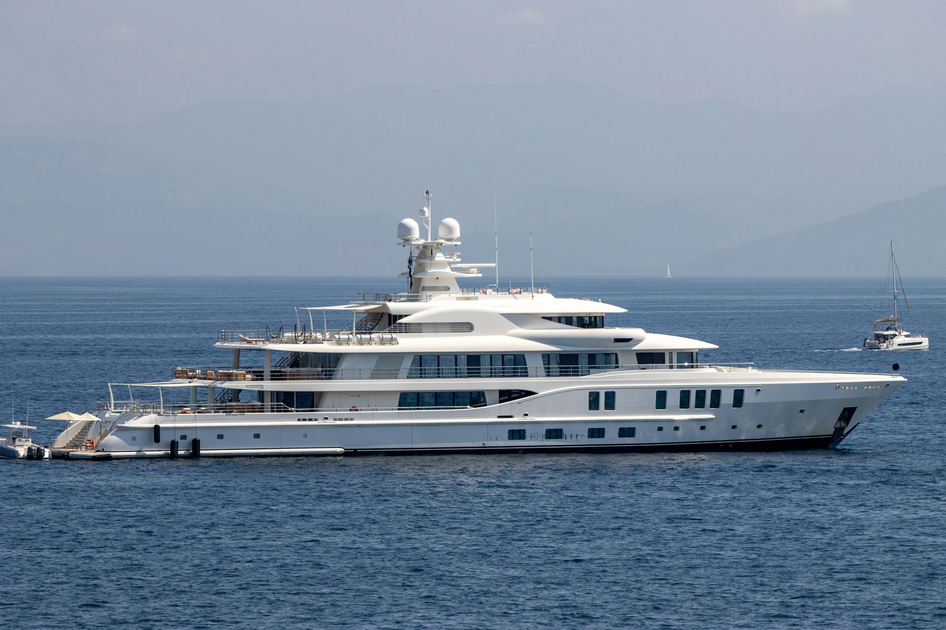 Luxury motor yacht at sea
